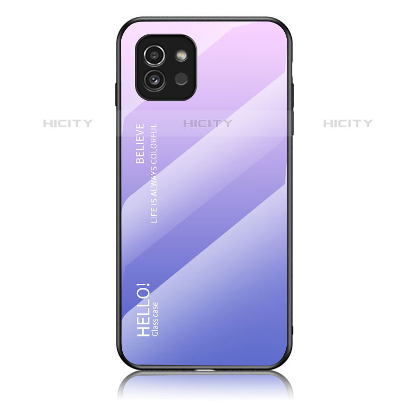 Silikon Schutzhülle Rahmen Tasche Hülle Spiegel Farbverlauf Regenbogen LS1 für Samsung Galaxy A03 Helles Lila