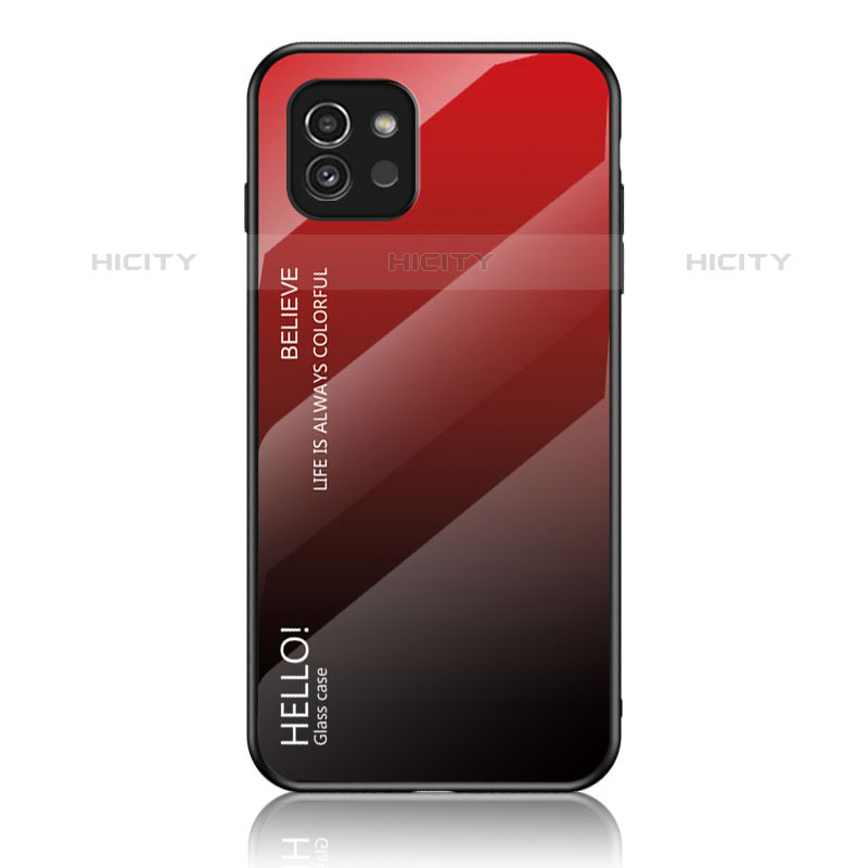 Silikon Schutzhülle Rahmen Tasche Hülle Spiegel Farbverlauf Regenbogen LS1 für Samsung Galaxy A03 Rot