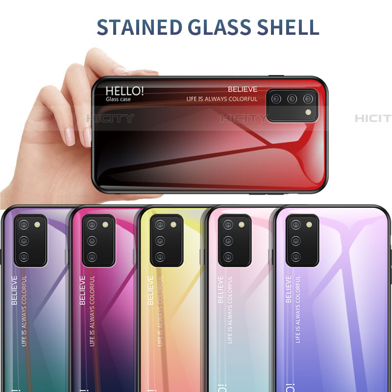 Silikon Schutzhülle Rahmen Tasche Hülle Spiegel Farbverlauf Regenbogen LS1 für Samsung Galaxy A03s groß