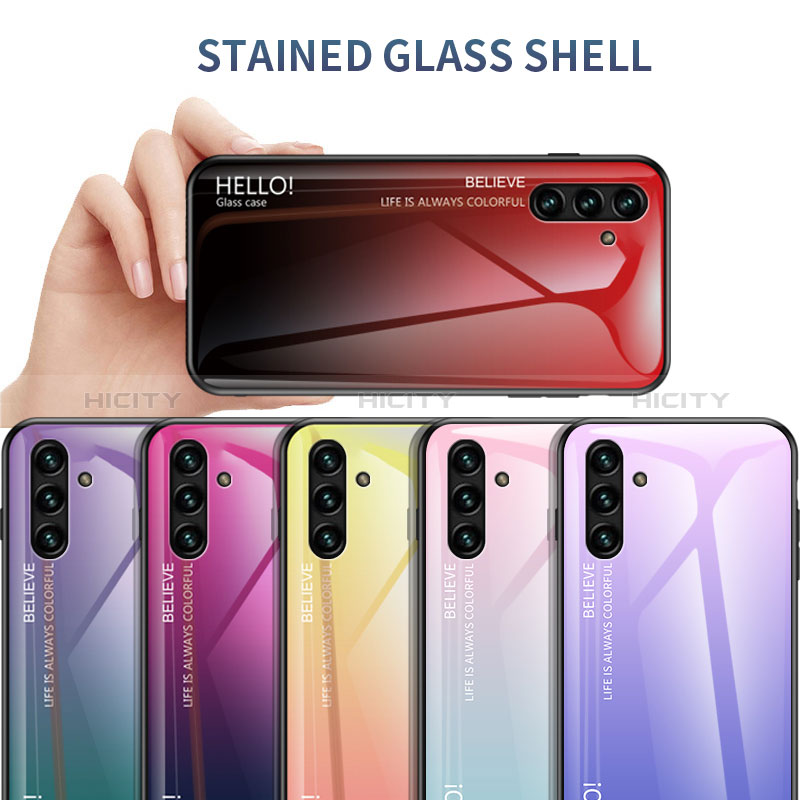 Silikon Schutzhülle Rahmen Tasche Hülle Spiegel Farbverlauf Regenbogen LS1 für Samsung Galaxy A04s