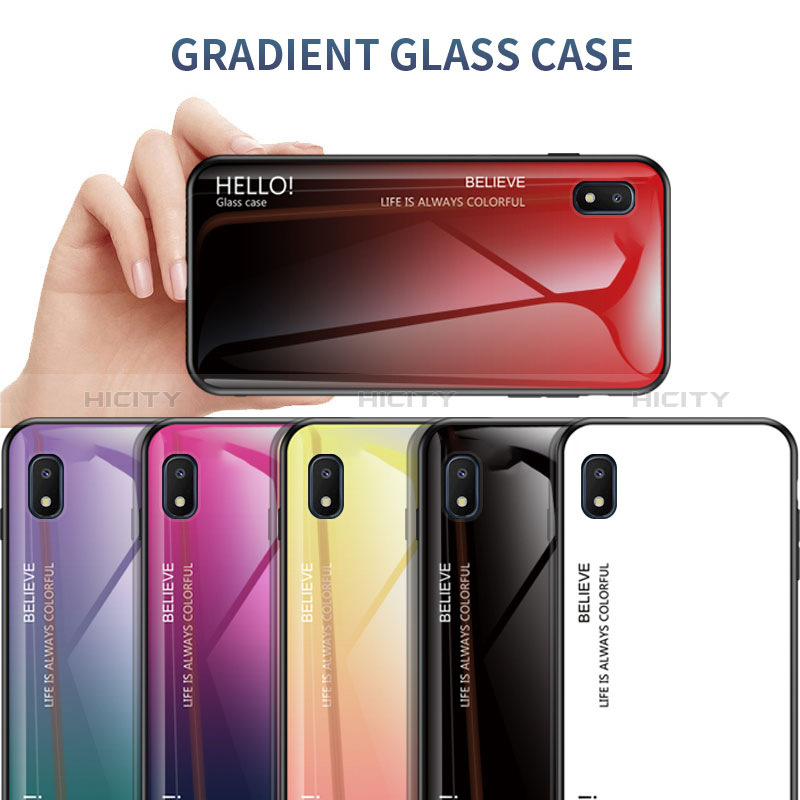 Silikon Schutzhülle Rahmen Tasche Hülle Spiegel Farbverlauf Regenbogen LS1 für Samsung Galaxy A10e