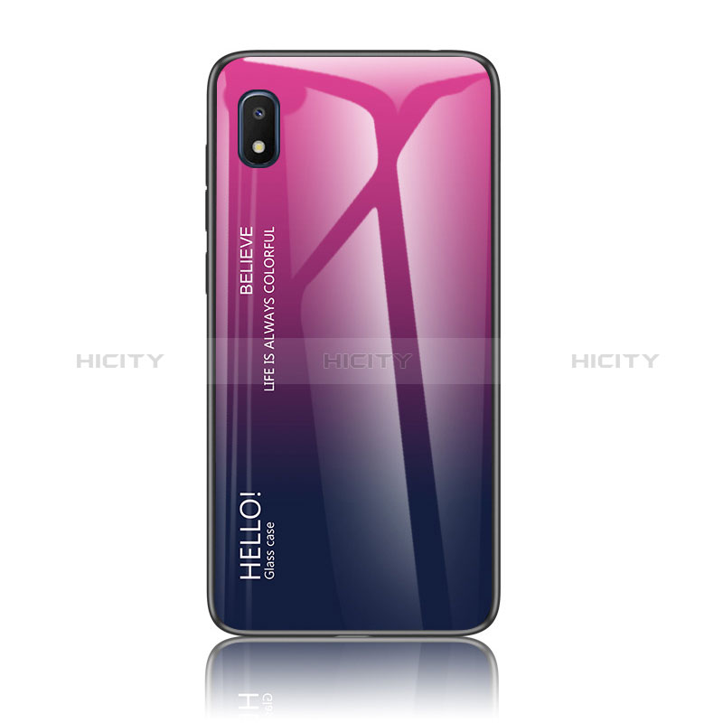 Silikon Schutzhülle Rahmen Tasche Hülle Spiegel Farbverlauf Regenbogen LS1 für Samsung Galaxy A10e Pink