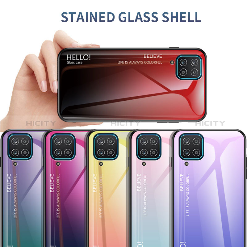 Silikon Schutzhülle Rahmen Tasche Hülle Spiegel Farbverlauf Regenbogen LS1 für Samsung Galaxy A12