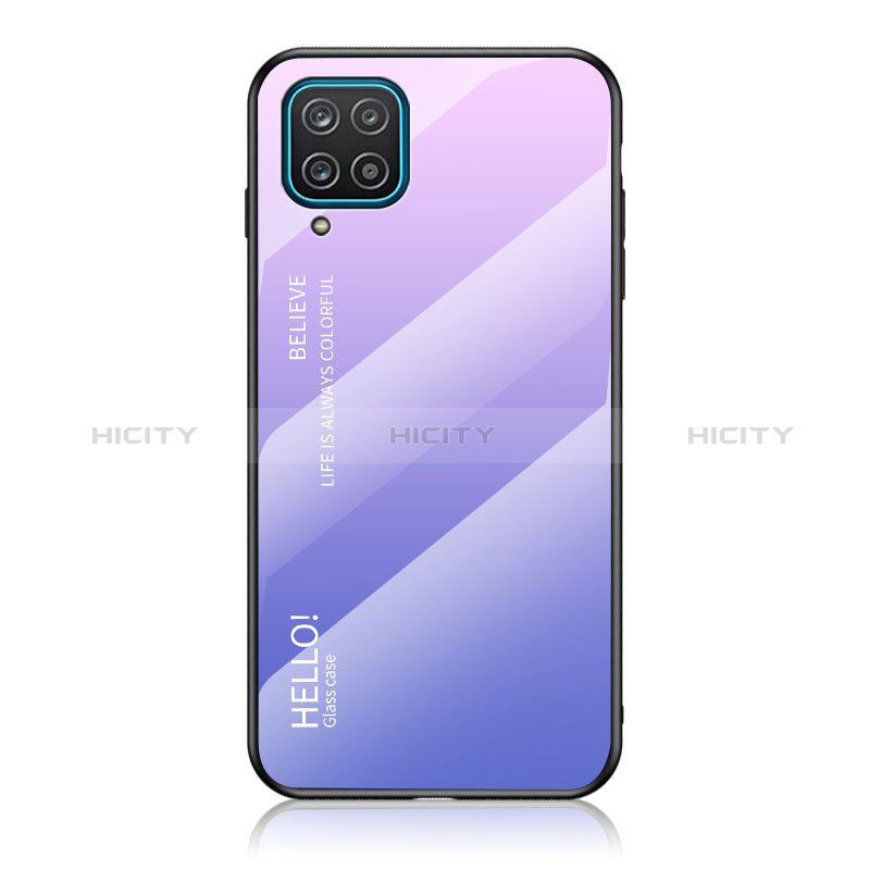 Silikon Schutzhülle Rahmen Tasche Hülle Spiegel Farbverlauf Regenbogen LS1 für Samsung Galaxy A12 5G Helles Lila