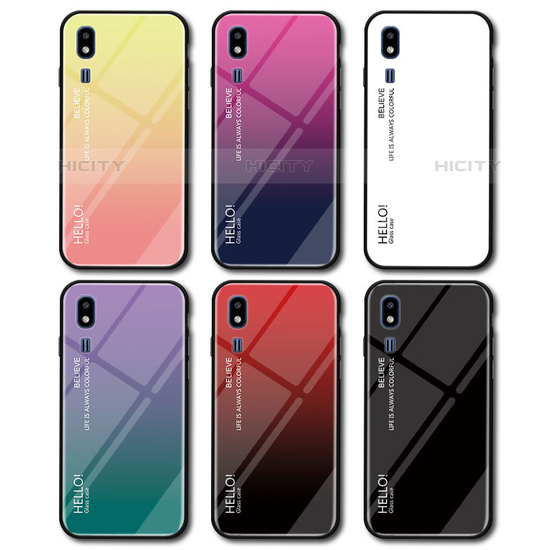 Silikon Schutzhülle Rahmen Tasche Hülle Spiegel Farbverlauf Regenbogen LS1 für Samsung Galaxy A2 Core A260F A260G