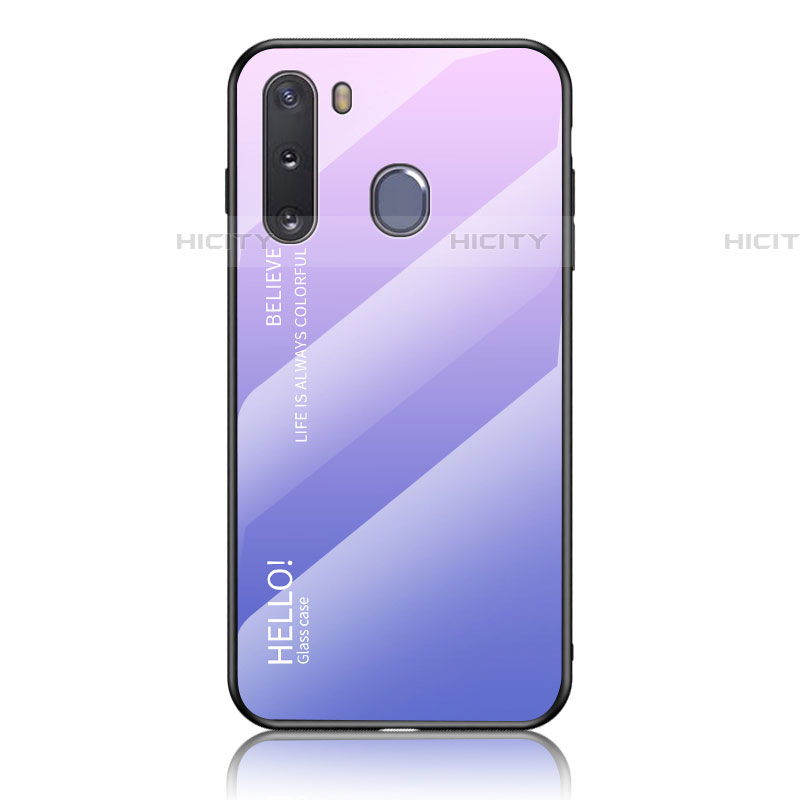 Silikon Schutzhülle Rahmen Tasche Hülle Spiegel Farbverlauf Regenbogen LS1 für Samsung Galaxy A21 European