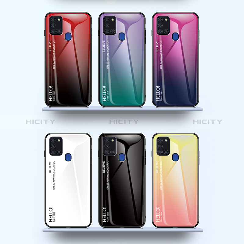 Silikon Schutzhülle Rahmen Tasche Hülle Spiegel Farbverlauf Regenbogen LS1 für Samsung Galaxy A21s groß