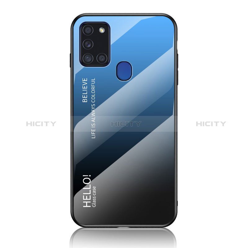 Silikon Schutzhülle Rahmen Tasche Hülle Spiegel Farbverlauf Regenbogen LS1 für Samsung Galaxy A21s groß