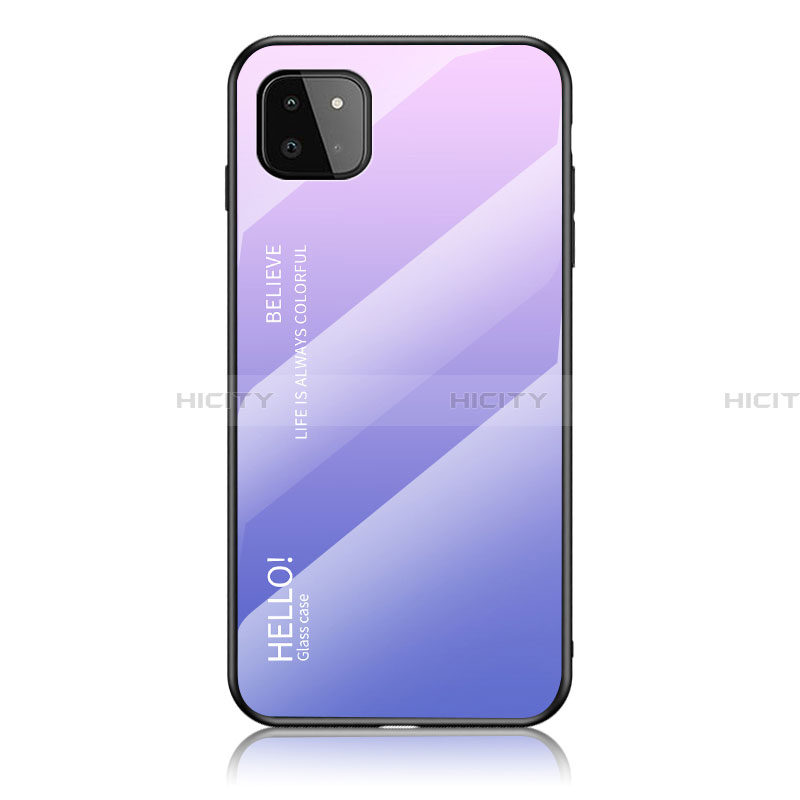 Silikon Schutzhülle Rahmen Tasche Hülle Spiegel Farbverlauf Regenbogen LS1 für Samsung Galaxy A22 5G Helles Lila