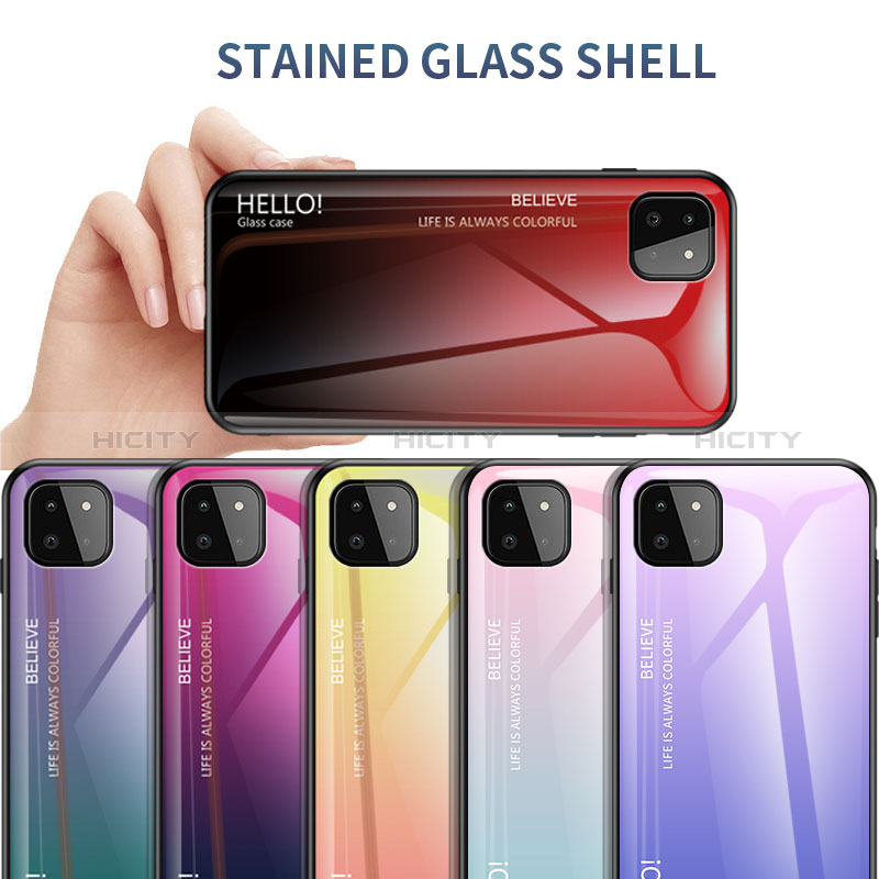 Silikon Schutzhülle Rahmen Tasche Hülle Spiegel Farbverlauf Regenbogen LS1 für Samsung Galaxy A22s 5G groß