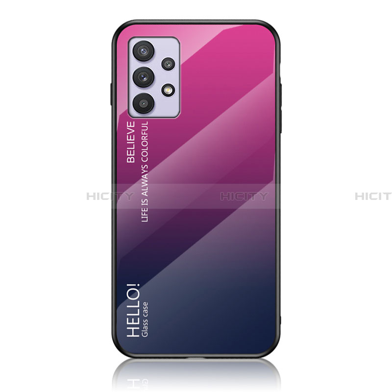 Silikon Schutzhülle Rahmen Tasche Hülle Spiegel Farbverlauf Regenbogen LS1 für Samsung Galaxy A32 5G Pink