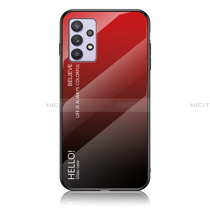 Silikon Schutzhülle Rahmen Tasche Hülle Spiegel Farbverlauf Regenbogen LS1 für Samsung Galaxy A32 5G Rot