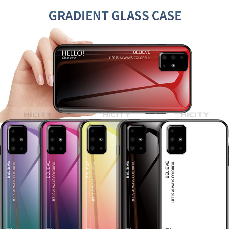 Silikon Schutzhülle Rahmen Tasche Hülle Spiegel Farbverlauf Regenbogen LS1 für Samsung Galaxy A51 5G