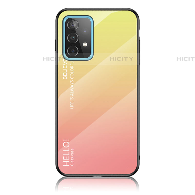 Silikon Schutzhülle Rahmen Tasche Hülle Spiegel Farbverlauf Regenbogen LS1 für Samsung Galaxy A52 4G Gelb