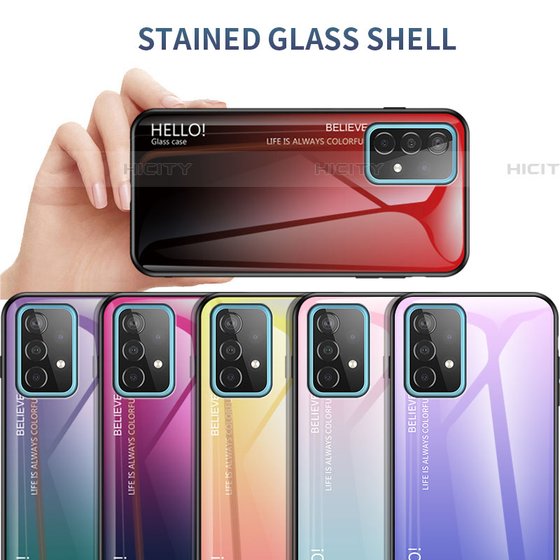 Silikon Schutzhülle Rahmen Tasche Hülle Spiegel Farbverlauf Regenbogen LS1 für Samsung Galaxy A52 5G groß