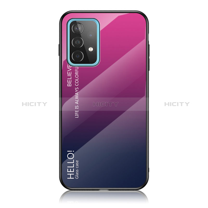 Silikon Schutzhülle Rahmen Tasche Hülle Spiegel Farbverlauf Regenbogen LS1 für Samsung Galaxy A52s 5G Pink