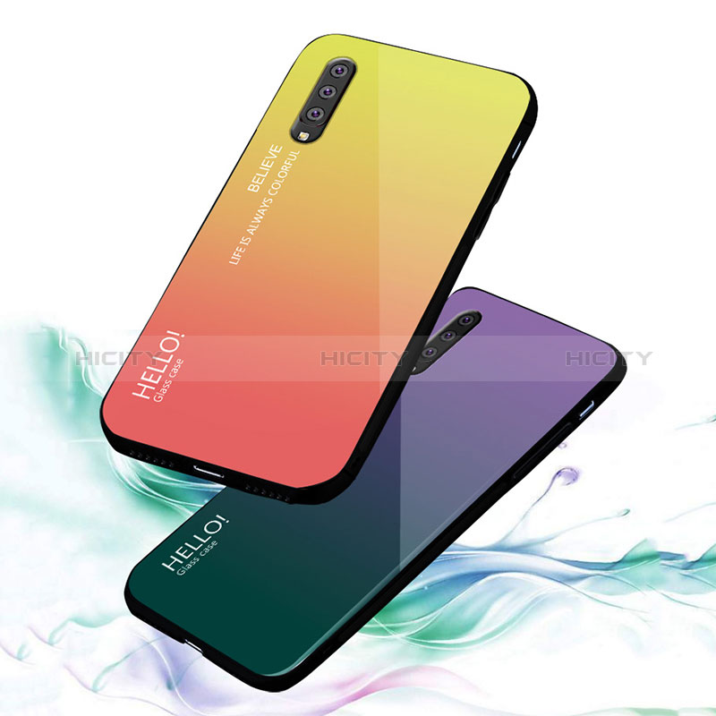 Silikon Schutzhülle Rahmen Tasche Hülle Spiegel Farbverlauf Regenbogen LS1 für Samsung Galaxy A70 groß