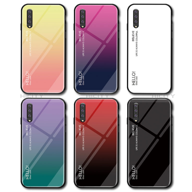 Silikon Schutzhülle Rahmen Tasche Hülle Spiegel Farbverlauf Regenbogen LS1 für Samsung Galaxy A70 groß