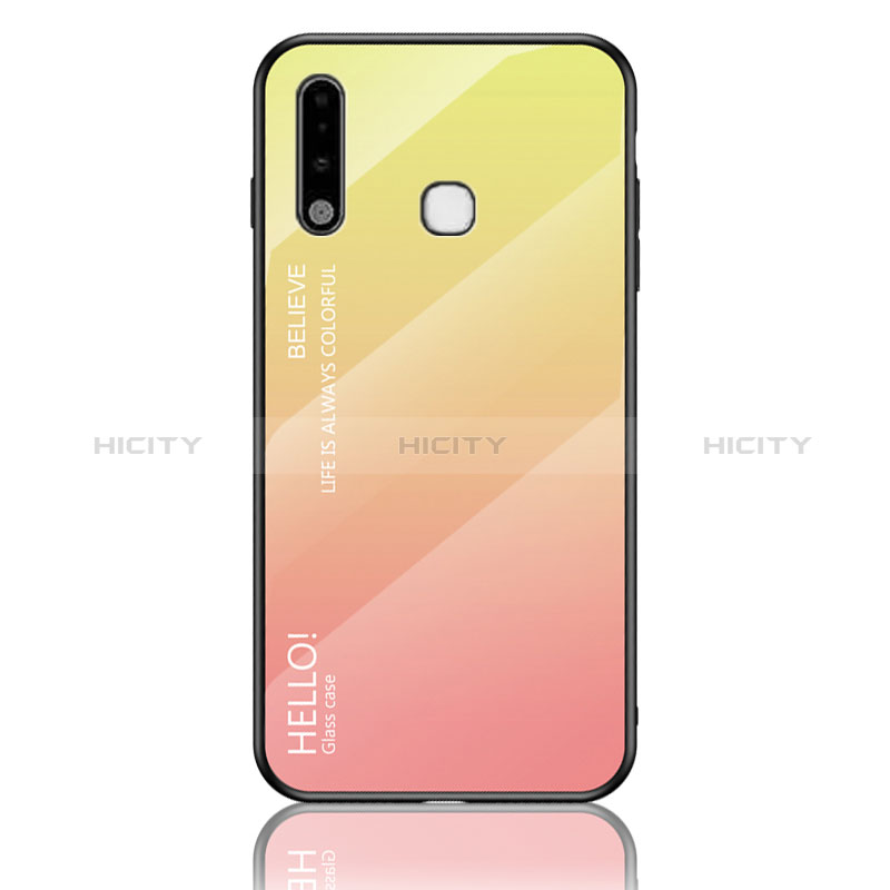 Silikon Schutzhülle Rahmen Tasche Hülle Spiegel Farbverlauf Regenbogen LS1 für Samsung Galaxy A70E Gelb Plus