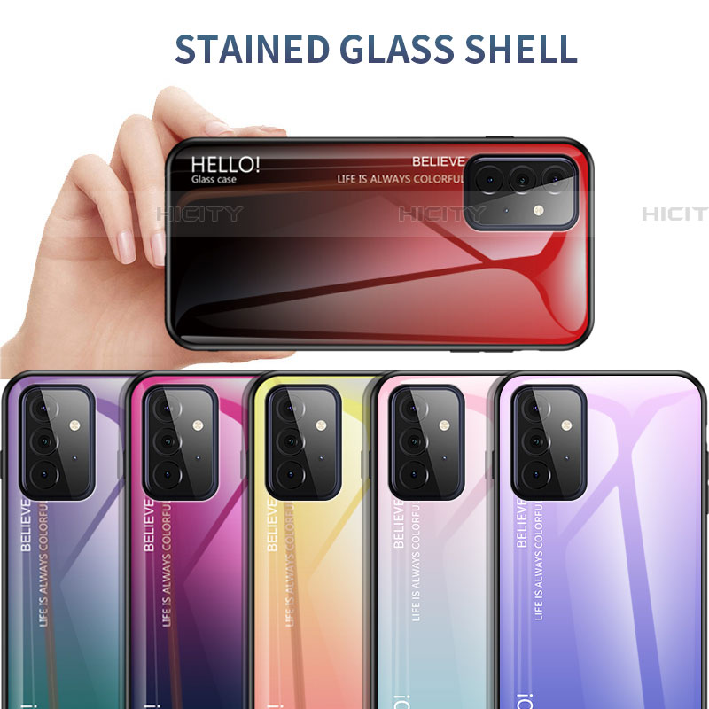 Silikon Schutzhülle Rahmen Tasche Hülle Spiegel Farbverlauf Regenbogen LS1 für Samsung Galaxy A72 4G
