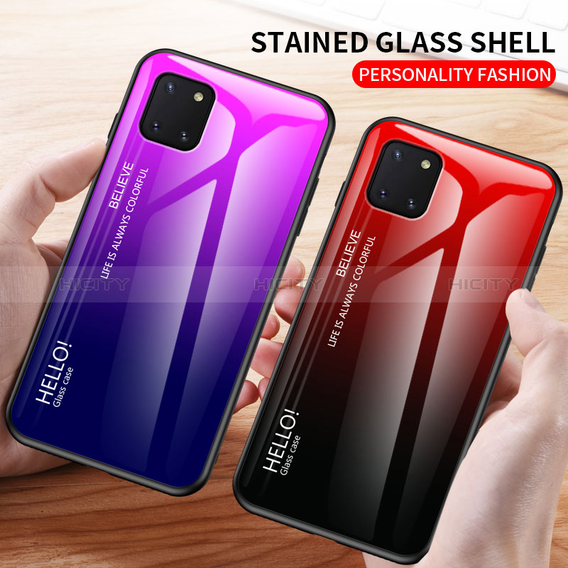 Silikon Schutzhülle Rahmen Tasche Hülle Spiegel Farbverlauf Regenbogen LS1 für Samsung Galaxy A81