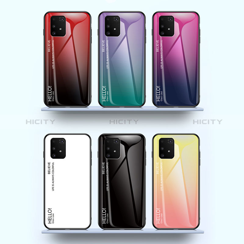 Silikon Schutzhülle Rahmen Tasche Hülle Spiegel Farbverlauf Regenbogen LS1 für Samsung Galaxy A91 groß