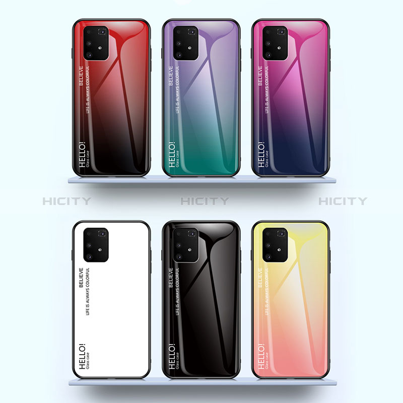 Silikon Schutzhülle Rahmen Tasche Hülle Spiegel Farbverlauf Regenbogen LS1 für Samsung Galaxy A91