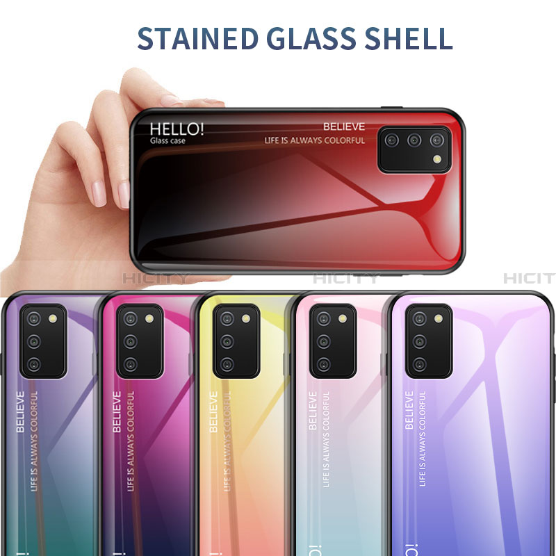 Silikon Schutzhülle Rahmen Tasche Hülle Spiegel Farbverlauf Regenbogen LS1 für Samsung Galaxy F02S SM-E025F