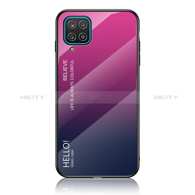 Silikon Schutzhülle Rahmen Tasche Hülle Spiegel Farbverlauf Regenbogen LS1 für Samsung Galaxy F12 groß