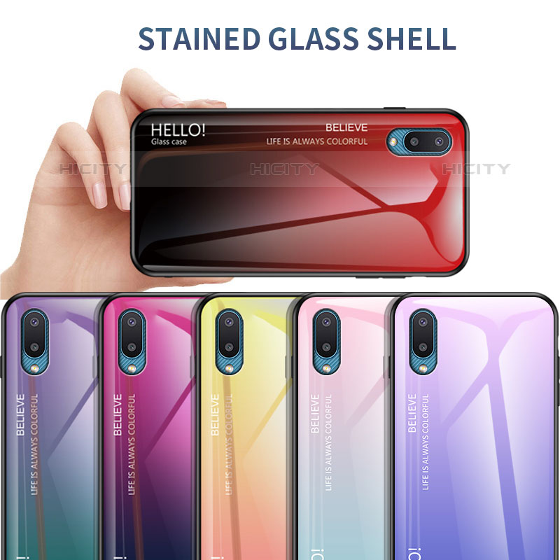 Silikon Schutzhülle Rahmen Tasche Hülle Spiegel Farbverlauf Regenbogen LS1 für Samsung Galaxy M02 groß