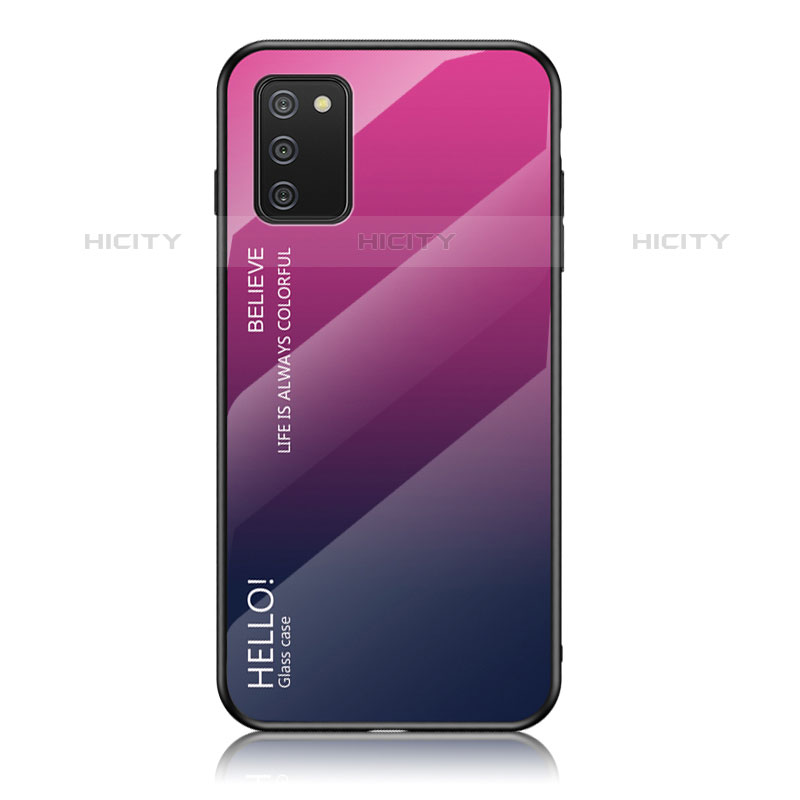 Silikon Schutzhülle Rahmen Tasche Hülle Spiegel Farbverlauf Regenbogen LS1 für Samsung Galaxy M02s Pink