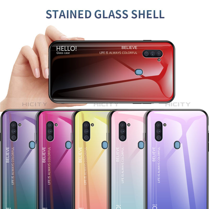 Silikon Schutzhülle Rahmen Tasche Hülle Spiegel Farbverlauf Regenbogen LS1 für Samsung Galaxy M11 groß