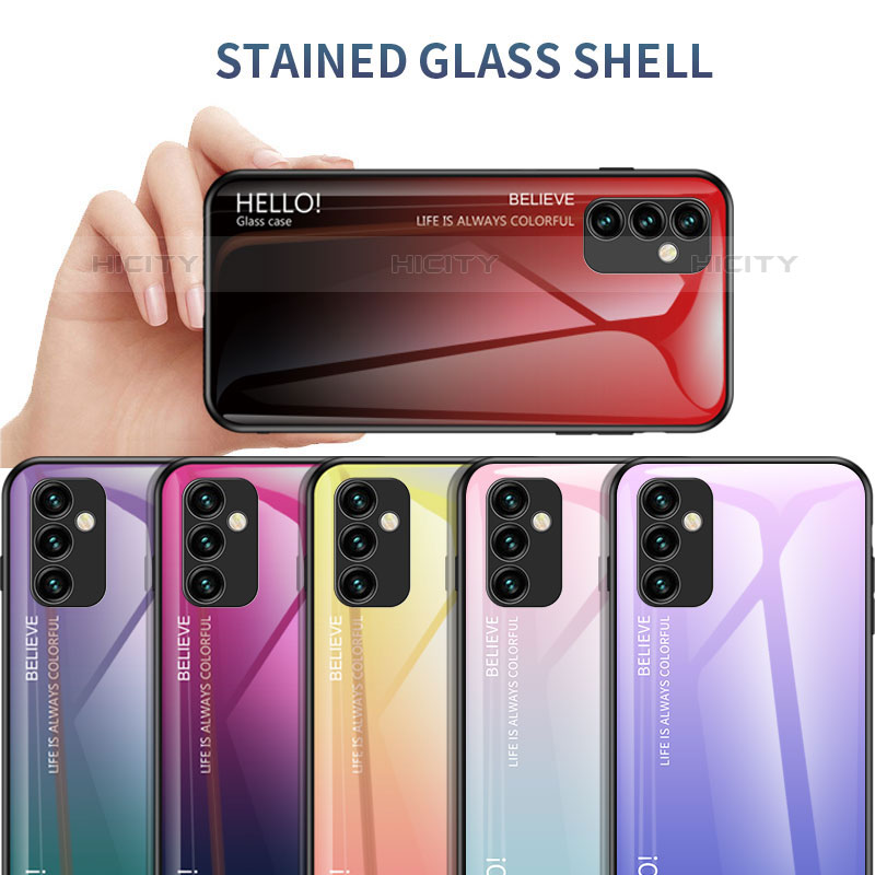 Silikon Schutzhülle Rahmen Tasche Hülle Spiegel Farbverlauf Regenbogen LS1 für Samsung Galaxy M23 5G