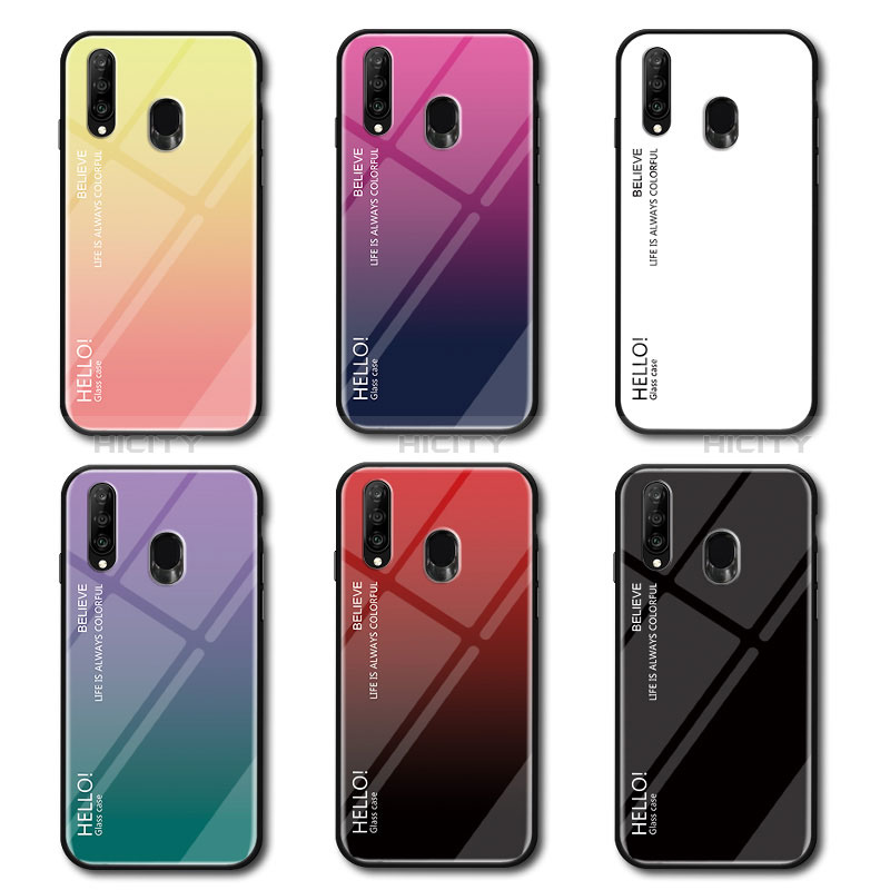 Silikon Schutzhülle Rahmen Tasche Hülle Spiegel Farbverlauf Regenbogen LS1 für Samsung Galaxy M30