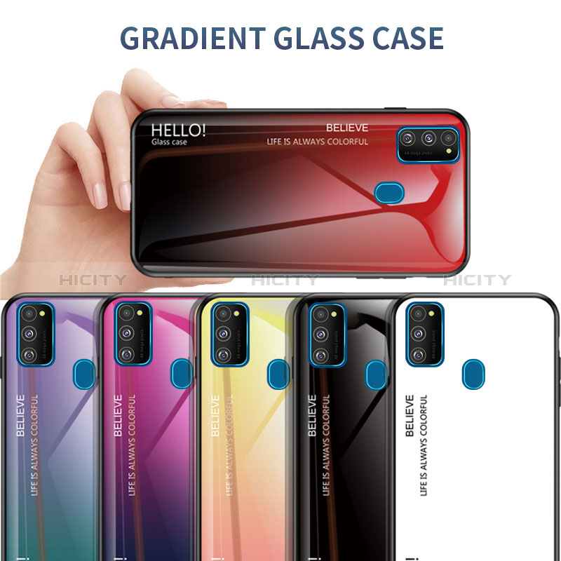 Silikon Schutzhülle Rahmen Tasche Hülle Spiegel Farbverlauf Regenbogen LS1 für Samsung Galaxy M30s groß