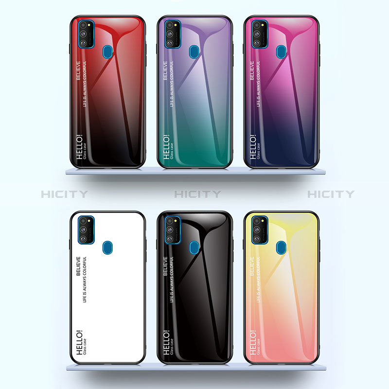 Silikon Schutzhülle Rahmen Tasche Hülle Spiegel Farbverlauf Regenbogen LS1 für Samsung Galaxy M30s groß
