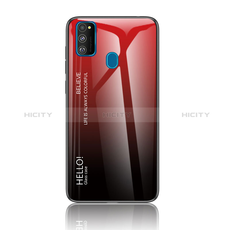 Silikon Schutzhülle Rahmen Tasche Hülle Spiegel Farbverlauf Regenbogen LS1 für Samsung Galaxy M30s Rot Plus