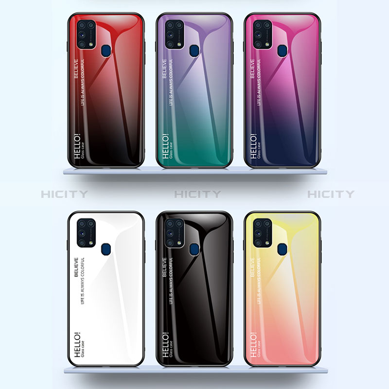 Silikon Schutzhülle Rahmen Tasche Hülle Spiegel Farbverlauf Regenbogen LS1 für Samsung Galaxy M31