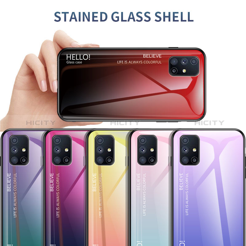 Silikon Schutzhülle Rahmen Tasche Hülle Spiegel Farbverlauf Regenbogen LS1 für Samsung Galaxy M51 groß