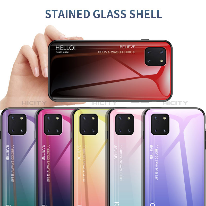 Silikon Schutzhülle Rahmen Tasche Hülle Spiegel Farbverlauf Regenbogen LS1 für Samsung Galaxy M60s groß