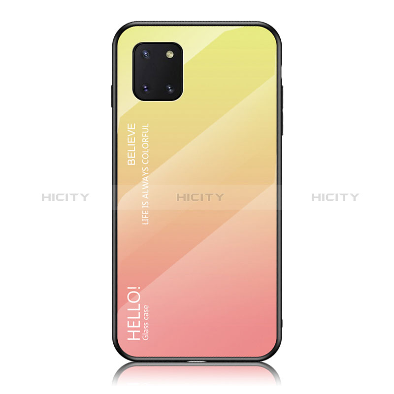 Silikon Schutzhülle Rahmen Tasche Hülle Spiegel Farbverlauf Regenbogen LS1 für Samsung Galaxy M60s Gelb