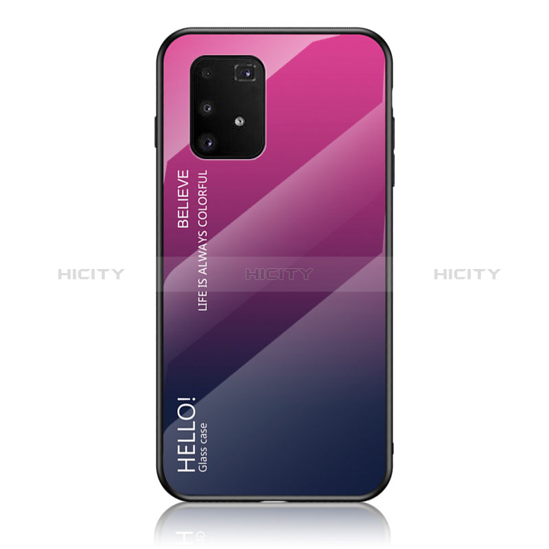 Silikon Schutzhülle Rahmen Tasche Hülle Spiegel Farbverlauf Regenbogen LS1 für Samsung Galaxy S10 Lite Pink