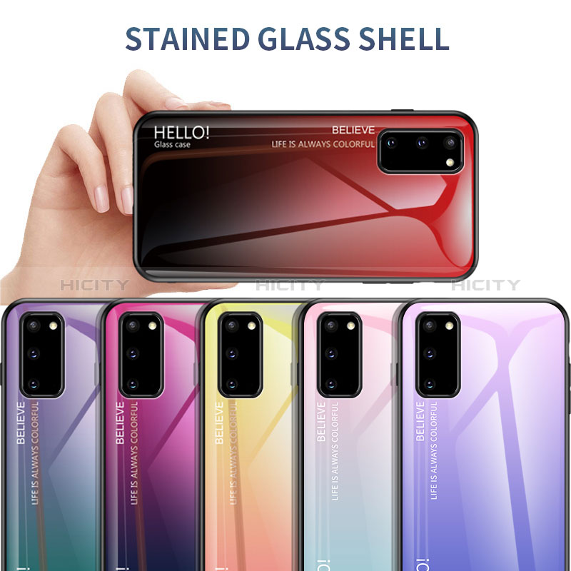 Silikon Schutzhülle Rahmen Tasche Hülle Spiegel Farbverlauf Regenbogen LS1 für Samsung Galaxy S20