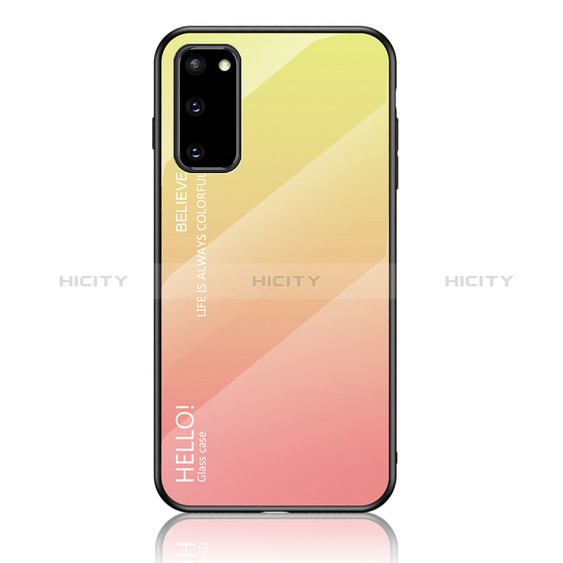 Silikon Schutzhülle Rahmen Tasche Hülle Spiegel Farbverlauf Regenbogen LS1 für Samsung Galaxy S20 groß