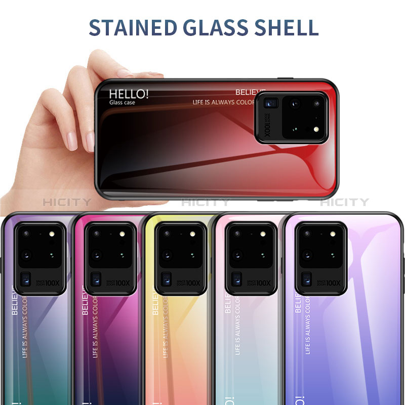 Silikon Schutzhülle Rahmen Tasche Hülle Spiegel Farbverlauf Regenbogen LS1 für Samsung Galaxy S20 Ultra