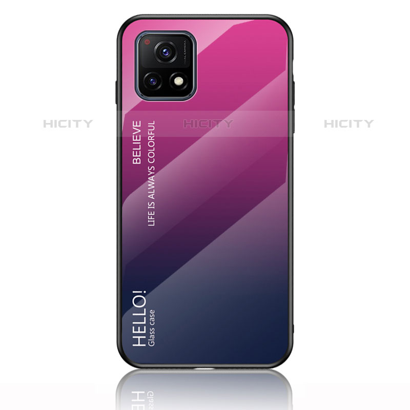 Silikon Schutzhülle Rahmen Tasche Hülle Spiegel Farbverlauf Regenbogen LS1 für Vivo iQOO U3 5G Pink Plus