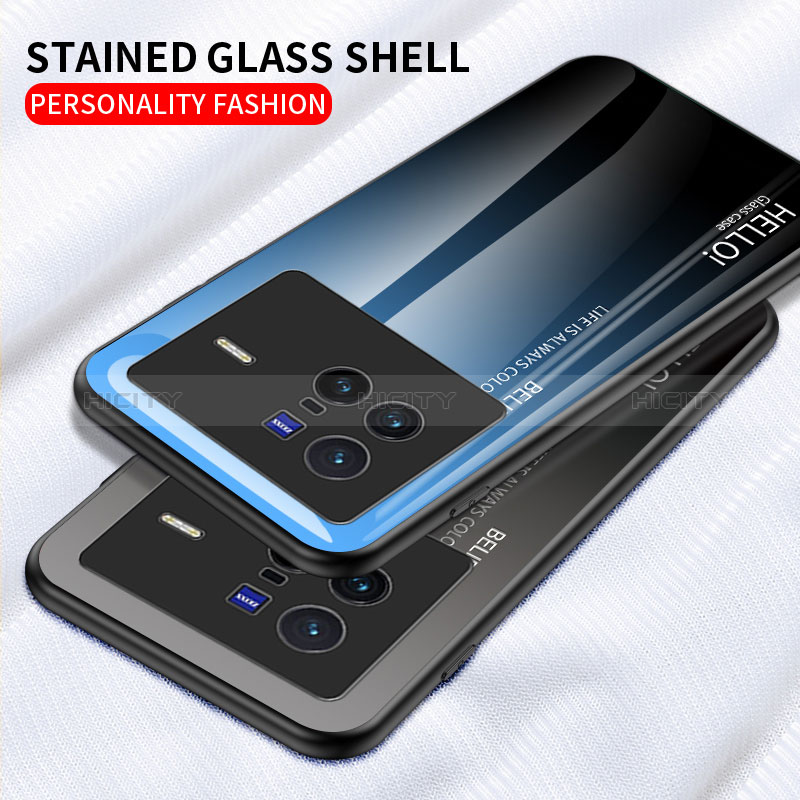 Silikon Schutzhülle Rahmen Tasche Hülle Spiegel Farbverlauf Regenbogen LS1 für Vivo X80 5G groß