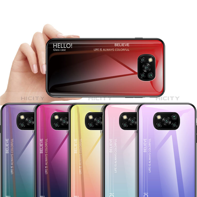 Silikon Schutzhülle Rahmen Tasche Hülle Spiegel Farbverlauf Regenbogen LS1 für Xiaomi Poco X3 Pro
