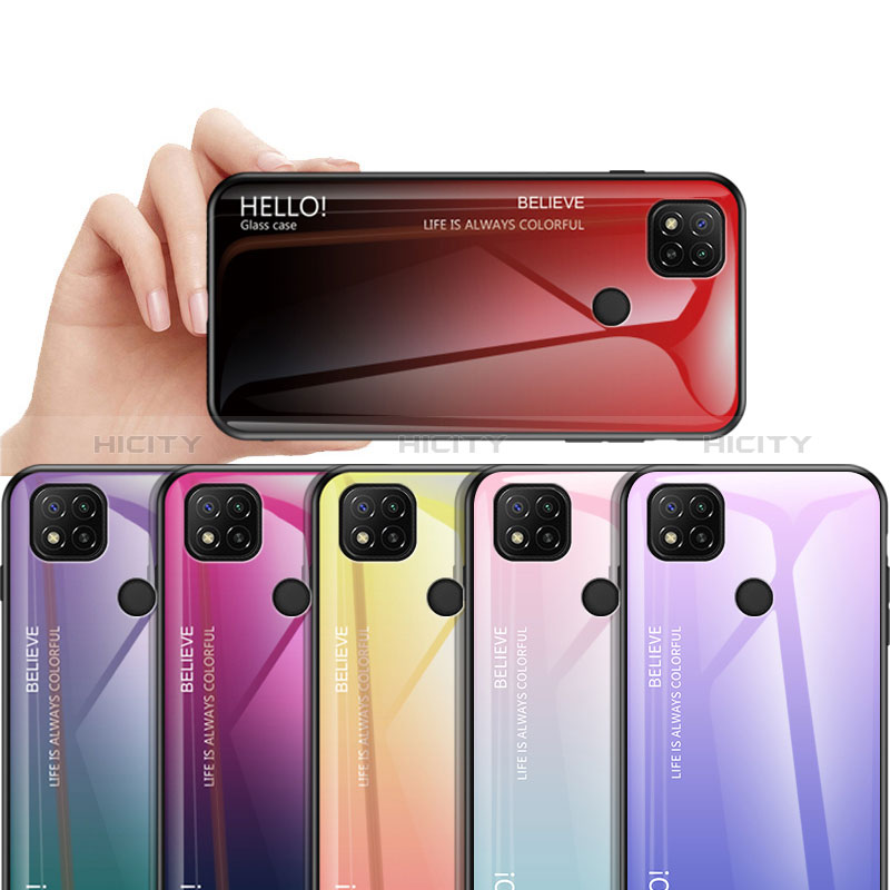 Silikon Schutzhülle Rahmen Tasche Hülle Spiegel Farbverlauf Regenbogen LS1 für Xiaomi Redmi 9C NFC