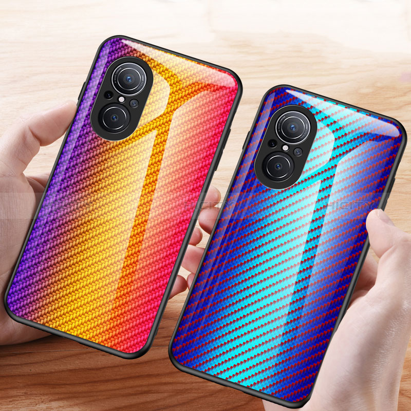 Silikon Schutzhülle Rahmen Tasche Hülle Spiegel Farbverlauf Regenbogen LS2 für Huawei Nova 9 SE groß